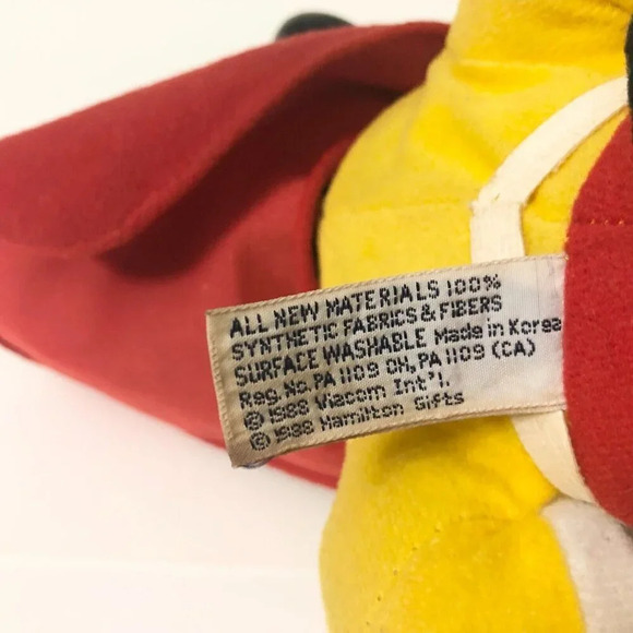 1988 Vintage Viacom Vinyl Head Mighty Mouse Plush Toy 8 Inch Tall - Picture 11 of 16